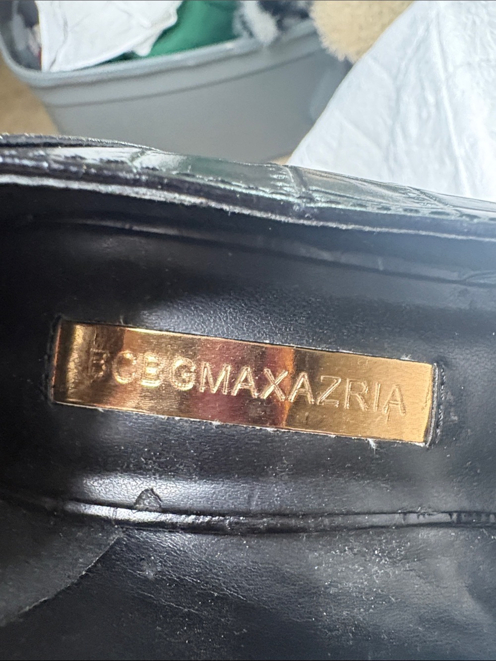 BCBGMaxAzria Black Croc-Embossed Pointed Ankle-Strap Wedged size 6 - Picture 7 of 9